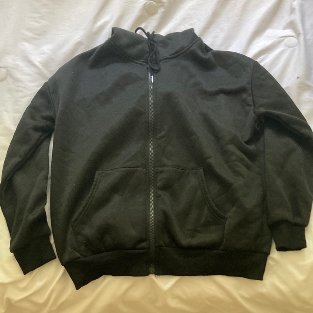 Black Zip Up Hoodie. Brand: Shein, Color: Black, Size: Small